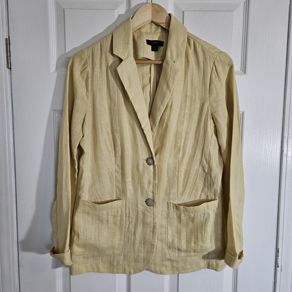 J. Crew Womens Size 2  Yellow Linen Lightweight Two-Button Blazer